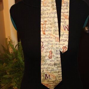 Alynn "Concerto" Music Notes and Instruments Silk Tie Sax Violin Harp Trumpet XL